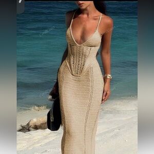 Sexy Hollow Lace Big Halter Knit Women's Smock, Renaissance Dress, Beach…
